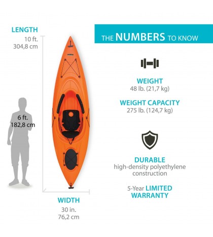 Lifetime 90817 Lancer 100 Sit-in Kayak With Paddle - Orange FREE SHIPPING