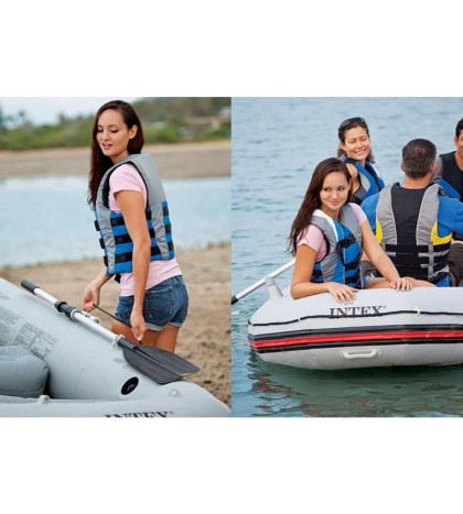 Intex Mariner Inflatable Boat Set 4 Person w/ Aluminum Oars, Pump +2 Life Vest