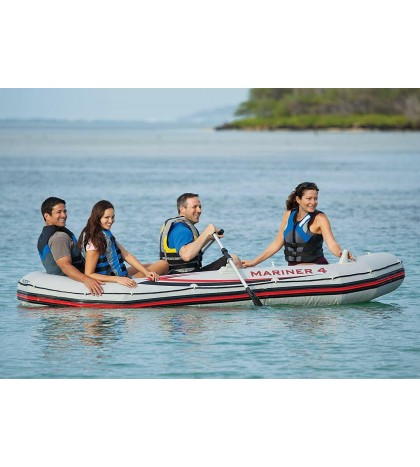 Intex Mariner Inflatable Boat Set 4 Person w/ Aluminum Oars, Pump +2 Life Vest