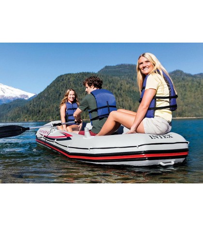 Intex Mariner Inflatable Boat Set 4 Person w/ Aluminum Oars, Pump +2 Life Vest