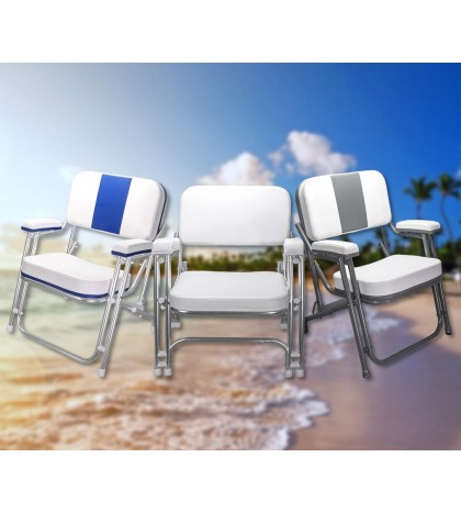 Pactrade Marine Folding Deck Chair White UV Resistant Vinyl 1