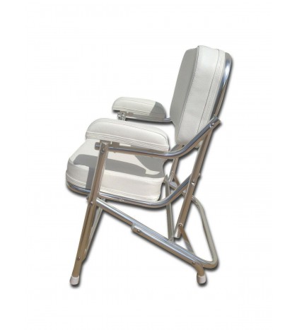 Pactrade Marine Folding Deck Chair White UV Resistant Vinyl 1