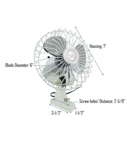 Pactrade Marine Boat TMC 12V Whisper Quiet Oscillating Fan 6